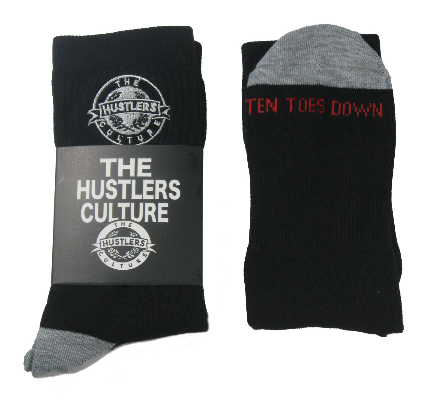 Embroidered "Ten Toes Down" Black Socks