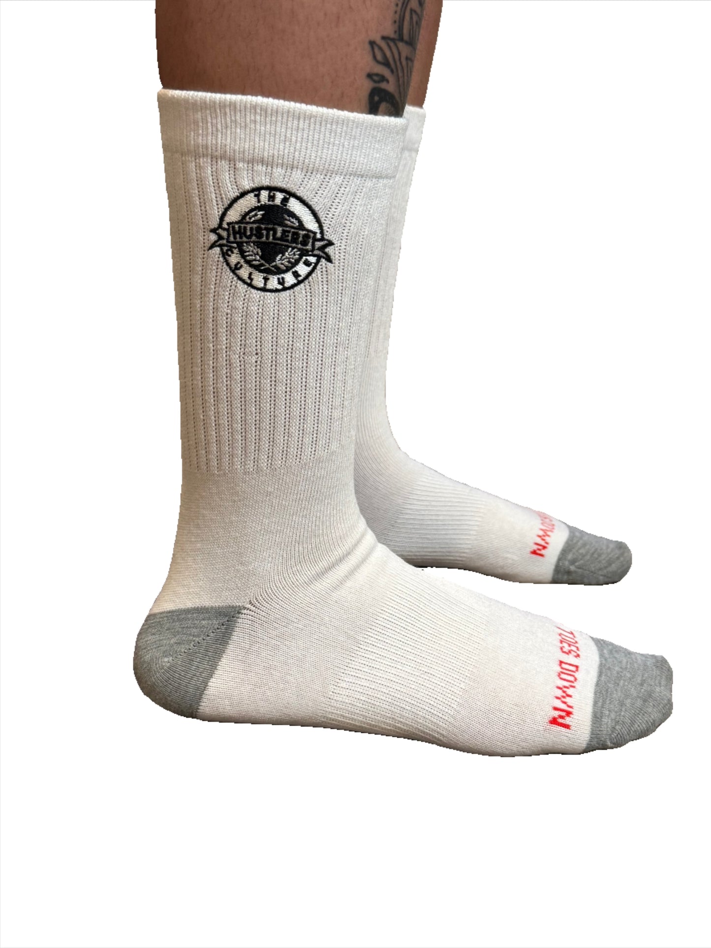 Embroidered "Ten Toes Down" White Socks
