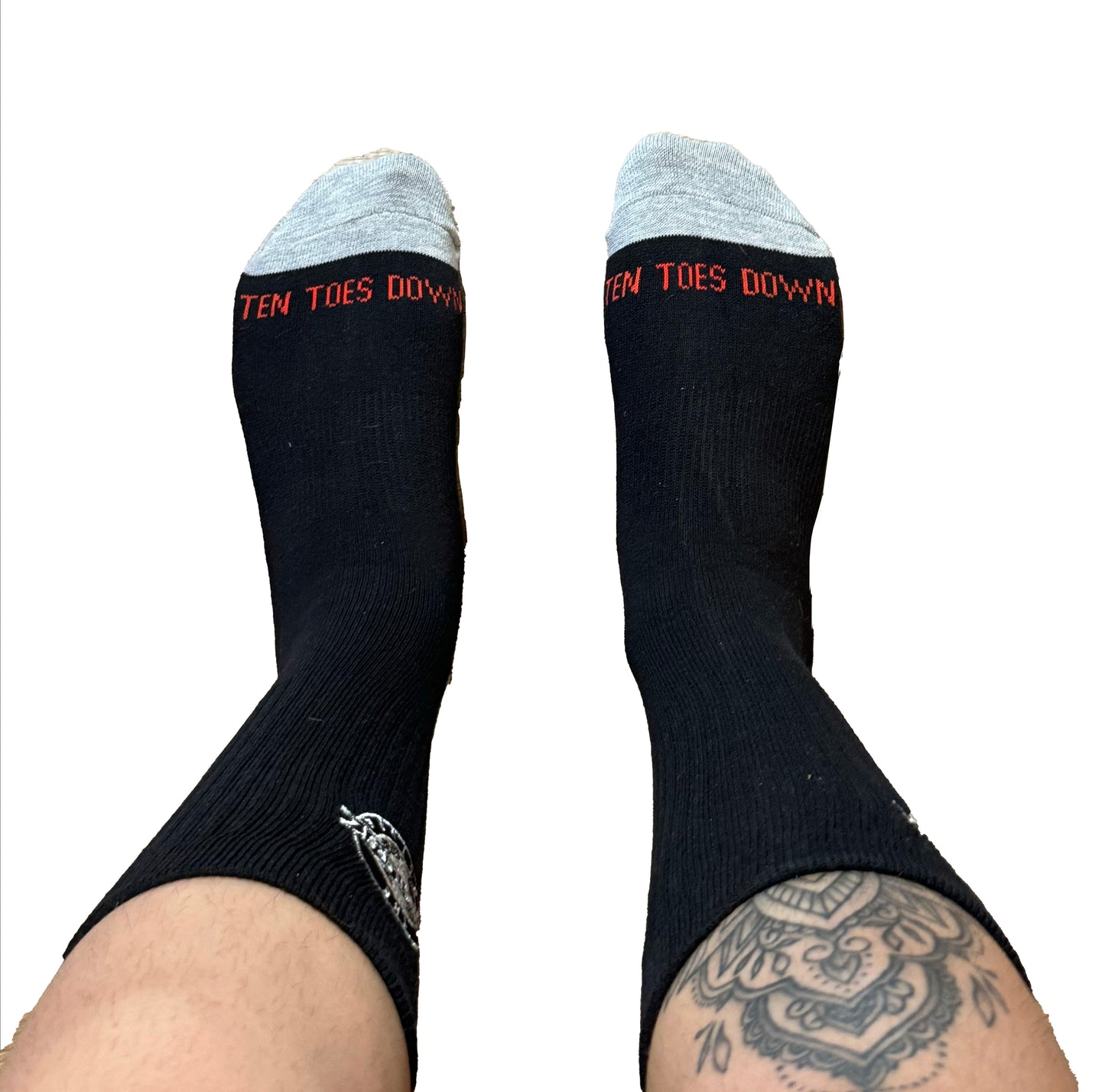 Embroidered "Ten Toes Down" Black Socks